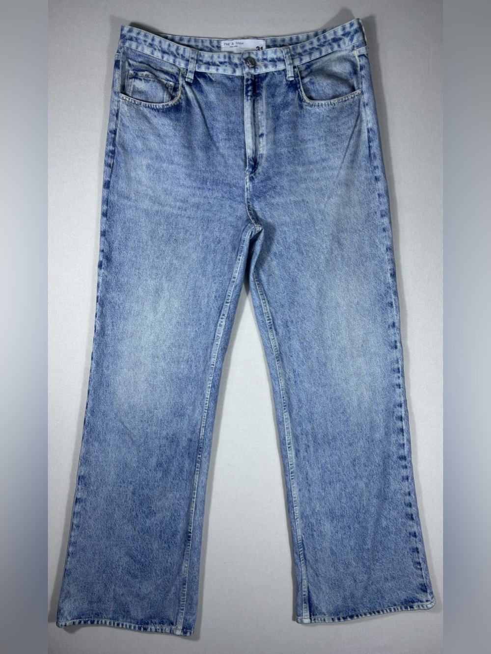 Rag & Bone RB Baggy Jeans Men’s 31 Worn Bleach Acid Wash Wide Leg
